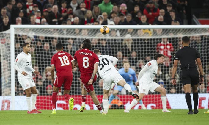 Liverpool v Barnsley, FA Cup, 3rd Round 12.01.26 Liverpool v Barnsley, FA Cup, 3rd Round Bradley Ormesher The Times Dominik Szoboszlai of Liverpool scores and celebrates scoring his teams opening goal of the match 1-0  Copyright: xBradleyxOrmesherx NINTCHDBPICT001051141504