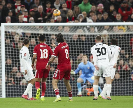 Liverpool v Barnsley, FA Cup, 3rd Round 12.01.26 Liverpool v Barnsley, FA Cup, 3rd Round Bradley Ormesher The Times Dominik Szoboszlai of Liverpool scores and celebrates scoring his teams opening goal of the match 1-0  Copyright: xBradleyxOrmesherx NINTCHDBPICT001051142015