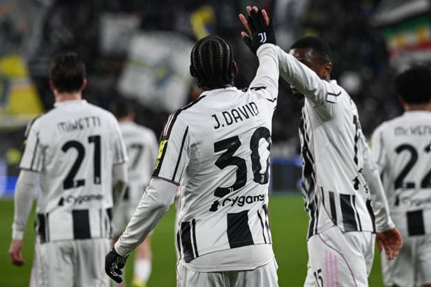 Cm Torino 12 01 2026 - campionato di calcio serie A Juventus-Cremonese foto Cristiano Mazzi Image nella foto: esultanza gol Jonathan David 