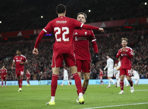 Liverpool v Barnsley, FA Cup, 3rd Round 12.01.26 Liverpool v Barnsley, FA Cup, 3rd Round Bradley Ormesher The Times Florian Wirtz of Liverpool scores and celebrates scoring his teams 3rd goal  Copyright: xBradleyxOrmesherx NINTCHDBPICT001051150591