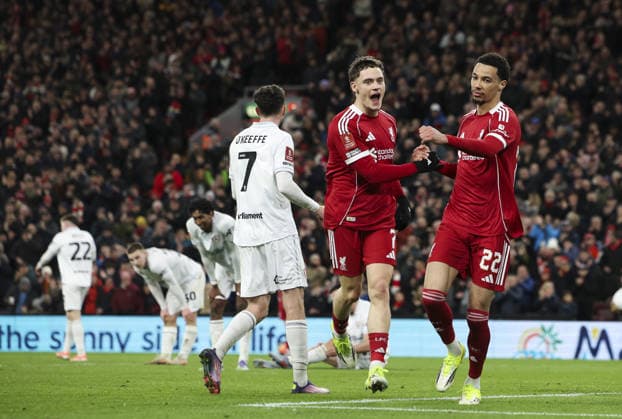 Liverpool v Barnsley, FA Cup, 3rd Round 12.01.26 Liverpool v Barnsley, FA Cup, 3rd Round Bradley Ormesher The Times Florian Wirtz of Liverpool scores and celebrates scoring his teams 3rd goal  Copyright: xBradleyxOrmesherx NINTCHDBPICT001051150889