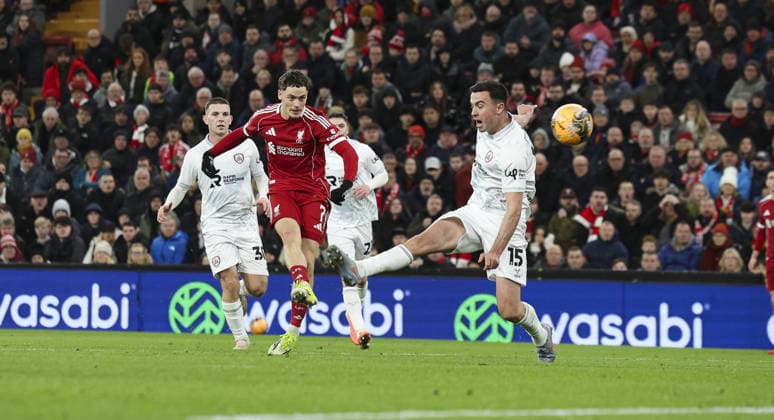 Liverpool v Barnsley, FA Cup, 3rd Round 12.01.26 Liverpool v Barnsley, FA Cup, 3rd Round Bradley Ormesher The Times Florian Wirtz of Liverpool scores and celebrates scoring his teams 3rd goal  Copyright: xBradleyxOrmesherx NINTCHDBPICT001051151346