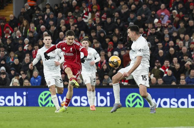 Liverpool v Barnsley, FA Cup, 3rd Round 12.01.26 Liverpool v Barnsley, FA Cup, 3rd Round Bradley Ormesher The Times Florian Wirtz of Liverpool scores and celebrates scoring his teams 3rd goal  Copyright: xBradleyxOrmesherx NINTCHDBPICT001051151347