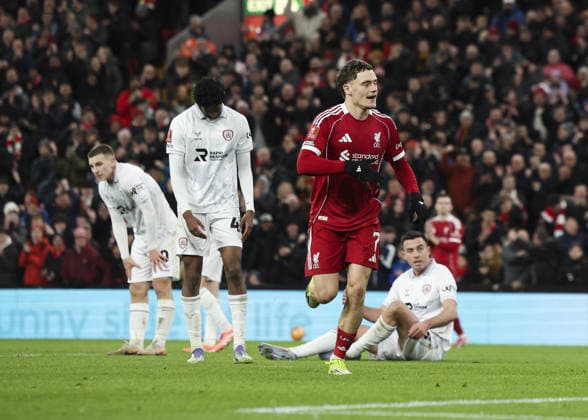 Liverpool v Barnsley, FA Cup, 3rd Round 12.01.26 Liverpool v Barnsley, FA Cup, 3rd Round Bradley Ormesher The Times Florian Wirtz of Liverpool scores and celebrates scoring his teams 3rd goal  Copyright: xBradleyxOrmesherx NINTCHDBPICT001051151358