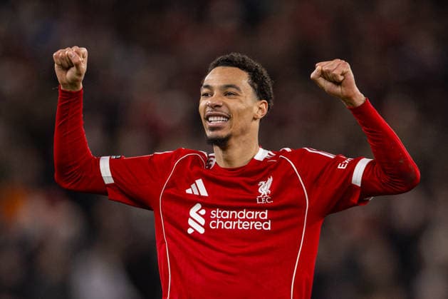 Football - FA Cup - 3rd Round - Liverpool FC v Barnsley FC LIVERPOOL, ENGLAND - Monday, January 12, 2026: Liverpool s goalscorer Hugo Ekitike celebrates after the FA Cup 3rd Round match between Liverpool FC and Barnsley FC at Anfield. Liverpool won 4-1. (Photo by David Rawcliffe Propaganda) LIVERPOOL Anfield MERSEYSIDE ENGLAND  Copyright: xPropagandaxPhotoxAgencyx P2026-01-12-Liverpool_Barnsley-119