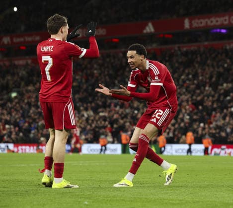 Liverpool v Barnsley, FA Cup, 3rd Round 12.01.26 Liverpool v Barnsley, FA Cup, 3rd Round Bradley Ormesher The Times Hugo Ekitiké of Liverpool scores and celebrates scoring his teams 4th goal  Copyright: xBradleyxOrmesherx NINTCHDBPICT001051151958