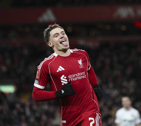 Liverpool v Barnsley, FA Cup, 3rd Round 12.01.26 Liverpool v Barnsley, FA Cup, 3rd Round Bradley Ormesher The Times Florian Wirtz of Liverpool celebrates Hugo Ekitiké 4th goal  Copyright: xBradleyxOrmesherx NINTCHDBPICT001051152005