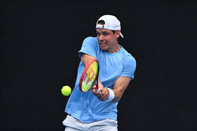TENNIS AUSTRALIAN OPEN QUALIFYING, Alex Bolt of Australia in action against Elias Ymer of Sweden during their qualifying match for the Australian Open tennis tournament at Melbourne Park in Melbourne, Tuesday, January 13, 2026. ( NO ARCHIVING, EDITORIAL USE ONLY MELBOURNE VICTORIA AUSTRALIA  Copyright: xJAMESxROSSx 20260113133783287952