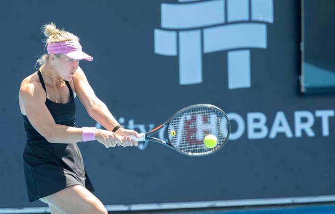 TENNIS HOBART INTERNATIONAL, Peyton Stearns (USA) during the 2026 Hobart International against Barbora Krejcikova (CZE) at Domain Tennis Centre in Hobart, Tasmania, Tuesday, January 13, 2026. ( NO ARCHIVING, EDITORIAL USE ONLY Hobart Tasmania Australia  Copyright: xChrisxKiddx 20260113162930303356