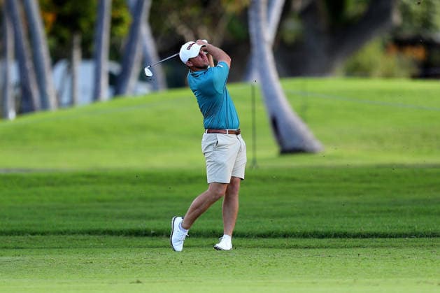 January 12, 2026 - Zach Bauchou hits from the 8th fairway during a Practice Round prior to the 2026 Sony Open in Hawaii at Waialae Country Club in Honolulu, HI - CSM Honolulu USA - ZUMAc04_ 20260112_zma_c04_016 Copyright: xAndrewxLeex