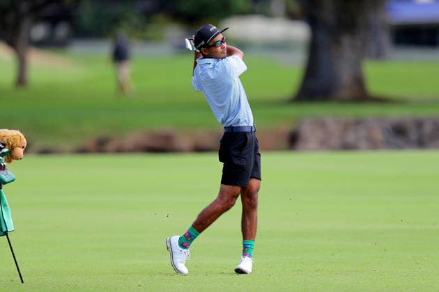 January 12, 2026 - Anson Cabello hits from the 8th fairway during a Practice Round prior to the 2026 Sony Open in Hawaii at Waialae Country Club in Honolulu, HI - CSM Honolulu USA - ZUMAc04_ 20260112_zma_c04_041 Copyright: xAndrewxLeex