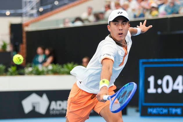 TENNIS ADELAIDE INTERNATIONAL, Rinky Hijikata of Australia in his match against Tristan Schoolkate of Australia during the Adelaide International at Memorial Drive Tennis Club in in Adelaide, Tuesday, January 13, 2026. ( NO ARCHIVING, EDITORIAL USE ONLY ADELAIDE SOUTH AUSTRALIA AUSTRALIA  Copyright: xMATTxTURNERx 20260113193652899826