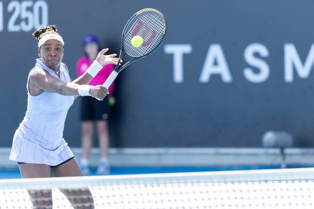TENNIS HOBART INTERNATIONAL, Venus Williams (USA) during the 2026 Hobart international match, Länderspiel, Nationalmannschaft against Tatjana Maria (GER) at Domain Tennis Centre in Hobart, Tasmania, Tuesday, January 13, 2026. ( NO ARCHIVING, EDITORIAL USE ONLY Hobart Tasmania Australia  Copyright: xChrisxKiddx 20260113181246271014