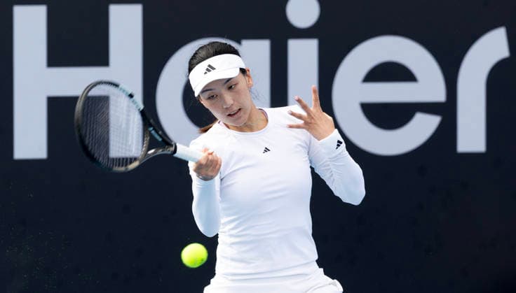 TENNIS HOBART INTERNATIONAL, Xinyu Wang (CHN) during the 2026 Hobart international match, Länderspiel, Nationalmannschaft against Talia Gibson (AUS) at Domain Tennis Centre in Hobart, Tasmania, Tuesday, January 13, 2026. ( NO ARCHIVING, EDITORIAL USE ONLY Hobart Tasmania Australia  Copyright: xChrisxKiddx 20260113174263590967