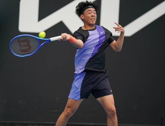 (260113) -- MELBOURNE, Jan. 13, 2026 -- Coleman Wong of China s Hong Kong hits a return during the men s singles qualifying 1st round match against Ugo Blanchet of France at Australian Open tennis tournament in Melbourne, Australia, Jan. 13, 2026. (Photo by Xinhua) (SP)AUSTRALIA-MELBOURNE-TENNIS-AUSTRALIAN OPEN-MEN S SINGLES-QUALIFYING WangxShen 