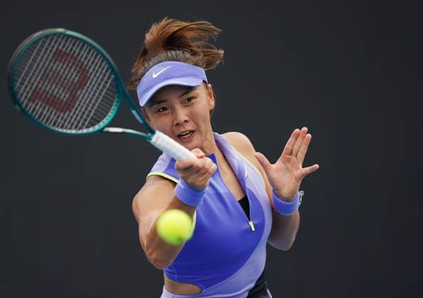 (260113) -- MELBOURNE, Jan. 13, 2026 -- Yuan Yue of China hits a return during the women s singles qualifying 1st round match against Louisa Chirico of the United States at Australian Open tennis tournament in Melbourne, Australia, Jan. 13, 2026. (Photo by Xinhua) (SP)AUSTRALIA-MELBOURNE-TENNIS-AUSTRALIAN OPEN-WOMEN S SINGLES-QUALIFYING WangxShen 