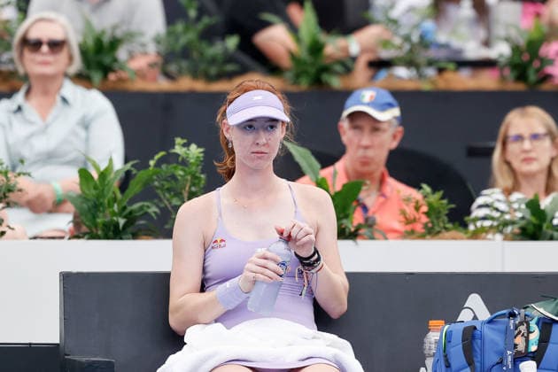 January 13, 2026, Adelaide, South Australia, Australia: MAYA JOINT of Australia relaxes between sets in her first round win against Sofia KENIN of USA 7-6 (7-3), 6-4, during the 2026 Adelaide International Tennis Tournament Adelaide Australia - ZUMAw216 20260113_zsp_w216_048 Copyright: xMarkxWilloughbyx