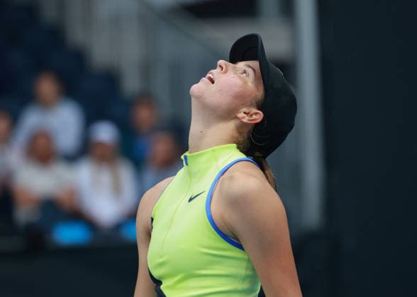 Lilli Tagger (AUT), Australian Open 2026 Qualifikation, Melbourne Park, Melbourne, Victoria, Australia.Lilli Tagger (AUT) reagiert veraergert,Aerger, enttaeuscht,Enttaeuschung,Emotion, Australian Open 2026 Qualifikation, Melbourne Park, Melbourne, Victoria, Australia. Copyright: xJuergenxHasenkopfx