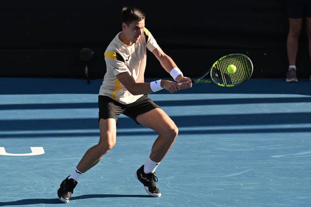 Hungary™s Fabian Marozsan during his first round singles match at the ASB Classic Men™s ATP, Tennis Herren 250 tennis tournament at Manuka Doctor Arena, Auckland,New Zealand. Tuesday 13 January 2026. Photo: Andrew Cornaga z Auckland New Zealand Copyright: xAndrewxCornaga x