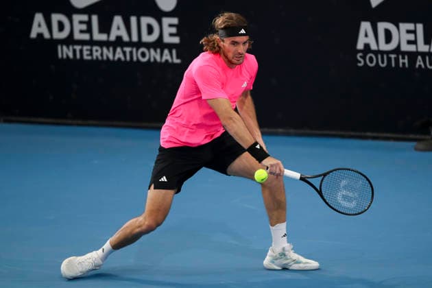 TENNIS ADELAIDE INTERNATIONAL, Stefanos Tsitsipas of Greece in his match against Aleksandar Vukic of Australia during the Adelaide International at Memorial Drive Tennis Club in in Adelaide, Tuesday, January 13, 2026. ( NO ARCHIVING, EDITORIAL USE ONLY ADELAIDE SOUTH AUSTRALIA AUSTRALIA  Copyright: xMATTxTURNERx 20260113111682567349