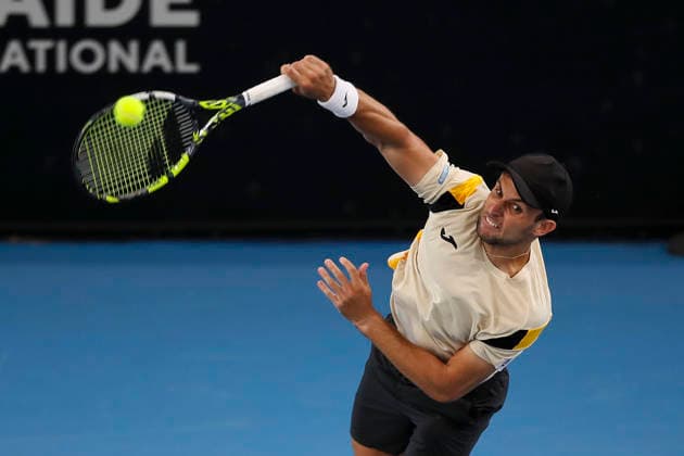 TENNIS ADELAIDE INTERNATIONAL, Aleksandar Vukic of Australia in his match against Stefanos Tsitsipas of Greece during the Adelaide International at Memorial Drive Tennis Club in in Adelaide, Tuesday, January 13, 2026. ( NO ARCHIVING, EDITORIAL USE ONLY ADELAIDE SOUTH AUSTRALIA AUSTRALIA  Copyright: xMATTxTURNERx 20260113138660285855