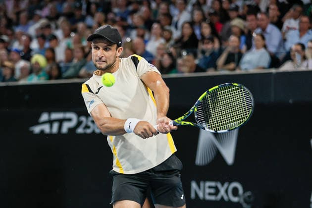 January 13, 2026, Adelaide, South Australia, Australia: ALEKSANDER VUKIC of Australia in action during his first round win 7-6 (6-3), 7-6 (6-5) against S. TSITSIPAS, during the 2026 Adelaide International Tennis Tournament Adelaide Australia - ZUMAw216 20260113_zsp_w216_113 Copyright: xMarkxWilloughbyx