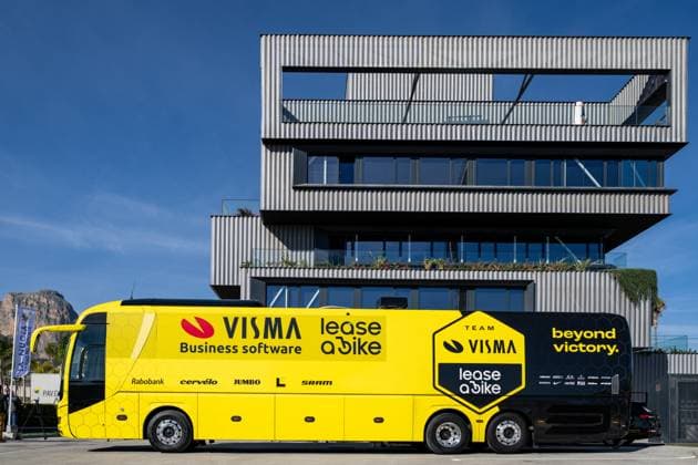 Team bus pictured during the team presentation of the Team Visma-Lease a Bike cycling team in Alicante, Spain, Tuesday 13 January 2026. DAVIDxPINTENS  x155610835x