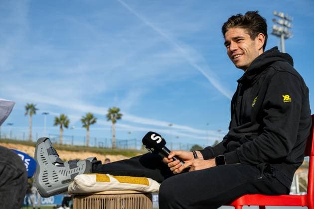 Belgian Wout van Aert pictured during the team presentation of the Team Visma-Lease a Bike cycling team in Alicante, Spain, Tuesday 13 January 2026. DAVIDxPINTENS  x155617903x