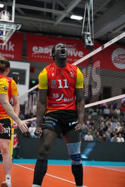 RECORD DATE NOT STATED John Obi (11; BADEN VOLLEYS SSC Karlsruhe) jubelt John Obi (11; BADEN VOLLEYS SSC Karlsruhe) jubelt