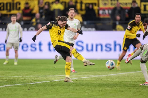 13.01.2026, Fussball, Saison 2025 2026, 1. Bundesliga, 17. Spieltag, Borussia Dortmund - SV Werder Bremen, Marcel Sabitzer (Borussia Dortmund) trifft zum 2:0, Dortmund Signal Iduna Park NRW Deutschland xRHR-FOTO DEx *** 13 01 2026, Football, Season 2025 2026, 1 Bundesliga, Matchday 17, Borussia Dortmund SV Werder Bremen, Marcel Sabitzer Borussia Dortmund scores 2 0, Dortmund Signal Iduna Park NRW Germany xRHR PHOTO DEx Copyright: DennisxEwert RHR-FOTOx RHR-FOTO DE