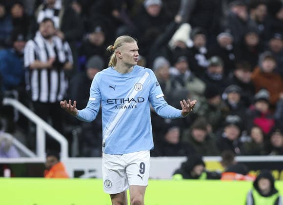 Newcastle United v Manchester City, EFL Cup Semi Final 1st Leg 13.01.26 Newcastle United v Manchester City, EFL Cup Semi Final 1st Leg Bradley Ormesher The Times Erling Haaland of Manchester City after dissaalowed VAR goal  Copyright: xBradleyxOrmesherx NINTCHDBPICT001051327685