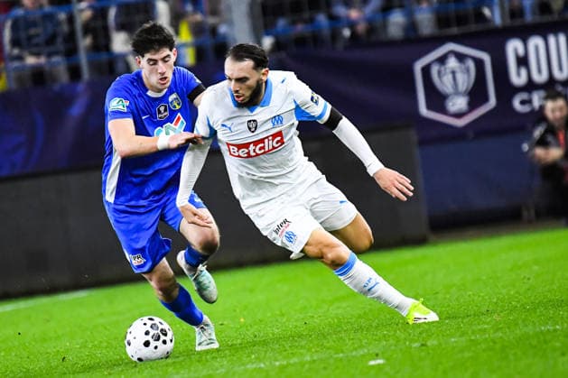 FOOTBALL : Bayeux FC vs Olympique de Marseille - Coupe de France - 16e de finale - 13 01 2026 Amine Gouiri (OM) CaenFrance  Copyright: xBaptistexAutissierx