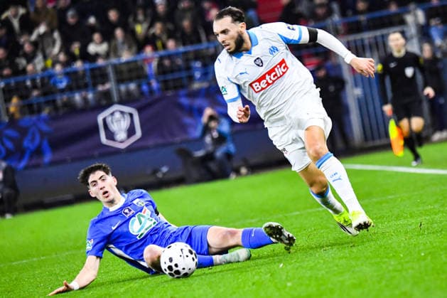 FOOTBALL : Bayeux FC vs Olympique de Marseille - Coupe de France - 16e de finale - 13 01 2026 Amine Gouiri (OM) CaenFrance  Copyright: xBaptistexAutissierx