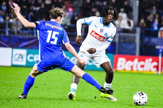 FOOTBALL : Bayeux FC vs Olympique de Marseille - Coupe de France - 16e de finale - 13 01 2026 Darryl Bakola (OM) CaenFrance  Copyright: xBaptistexAutissierx