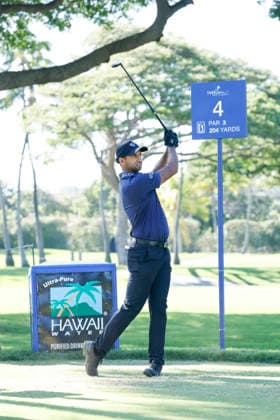 January 13, 2026, Honolulu, Hawaii, USA: AARON RAI tees of on the 4th hole during a practice round for the 2026 Sony Open in Honolulu, Hawaii on January 13, 2026. Honolulu USA - ZUMAm310 20260113_zsp_m310_009 Copyright: xElliotxMilesx