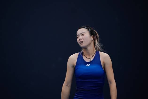 (260114) -- MELBOURNE, Jan. 14, 2026 -- Ma Yexin of China reacts during the women s singles qualifying 2nd round match against Elvina Kalieva of the United States at Australian Open tennis tournament in Melbourne, Australia, Jan. 14, 2026. (Photo by Xinhua) (SP)AUSTRALIA-MELBOURNE-TENNIS-AUSTRALIAN OPEN-WOMEN S SINGLES-QUALIFYING WangxShen 