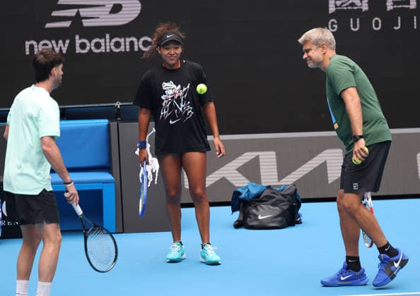 January 14, 2026, Melbourne, Victoria, Australia: NAOMI OSAKA of Japan and coach TOMASZ WIKTOROWSKI of Poland during practise session before Australian Open, Melbourne, Australia. Melbourne Australia - ZUMAc278 20260114_zsp_c278_009 Copyright: xMarcinxCholewinskix