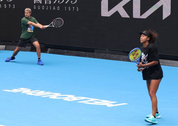 January 14, 2026, Melbourne, Victoria, Australia: NAOMI OSAKA of Japan and coach TOMASZ WIKTOROWSKI of Poland during practise session before Australian Open, Melbourne, Australia. Melbourne Australia - ZUMAc278 20260114_zsp_c278_037 Copyright: xMarcinxCholewinskix