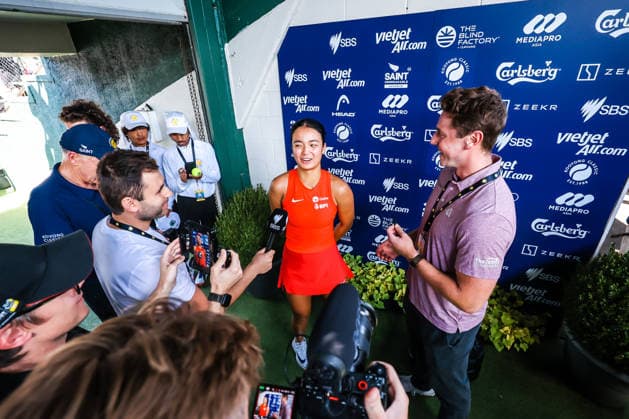 January 14, 2026, Melbourne, Victoria, Australia: MELBOURNE, AUSTRALIA - JANUARY 14 2026: Alexandra Eala of Phillipines after beating Donna VekiÄ¡ of Croatia on Day 2 of the 2026 Kooyong Classic on January 14, 2026 in Melbourne, Australia. Melbourne Australia - ZUMAp121 20260114_zsp_p121_058 Copyright: xChrisxPutnamx