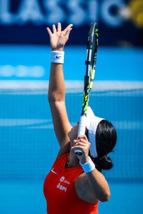 January 14, 2026, Melbourne, Victoria, Australia: MELBOURNE, AUSTRALIA - JANUARY 14 2026: Alexandra Eala of Phillipines plays Donna VekiÄ¡ of Croatia on Day 2 of the 2026 Kooyong Classic on January 14, 2026 in Melbourne, Australia. Melbourne Australia - ZUMAp121 20260114_zsp_p121_073 Copyright: xChrisxPutnamx
