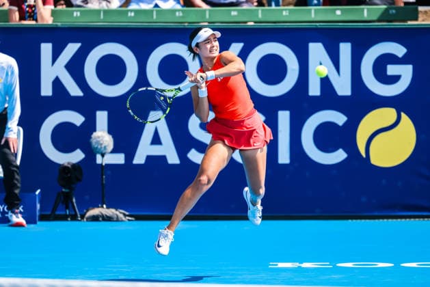 January 14, 2026, Melbourne, Victoria, Australia: MELBOURNE, AUSTRALIA - JANUARY 14 2026: Alexandra Eala of Phillipines plays Donna VekiÄ¡ of Croatia on Day 2 of the 2026 Kooyong Classic on January 14, 2026 in Melbourne, Australia. Melbourne Australia - ZUMAp121 20260114_zsp_p121_074 Copyright: xChrisxPutnamx