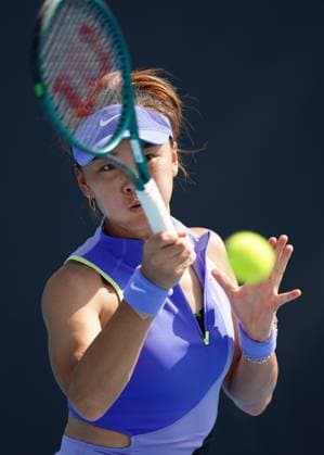 (260114) -- MELBOURNE, Jan. 14, 2026 -- Yuan Yue of China hits a return during the women s singles qualifying 2nd round match against Maria Lourdes Carle of Argentina at Australian Open tennis tournament in Melbourne, Australia, Jan. 14, 2026. (Photo by Xinhua) (SP)AUSTRALIA-MELBOURNE-TENNIS-AUSTRALIAN OPEN-WOMEN S SINGLES-QUALIFYING WangxShen 
