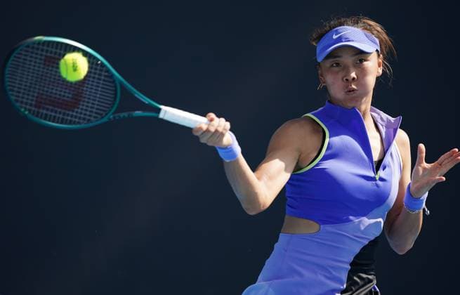 (260114) -- MELBOURNE, Jan. 14, 2026 -- Yuan Yue of China hits a return during the women s singles qualifying 2nd round match against Maria Lourdes Carle of Argentina at Australian Open tennis tournament in Melbourne, Australia, Jan. 14, 2026. (Photo by Xinhua) (SP)AUSTRALIA-MELBOURNE-TENNIS-AUSTRALIAN OPEN-WOMEN S SINGLES-QUALIFYING WangxShen 