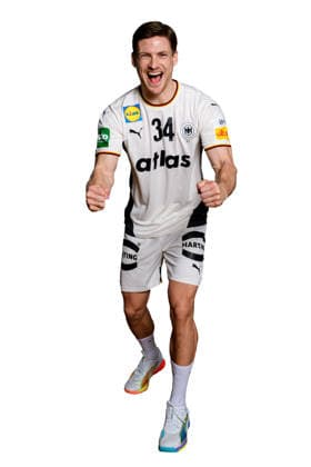 Hannover: Handball - EM 2026 - Deutschland - Pressekonferenz Rune Dahmke (Deutschland) Jubel Freude Emotion Hannover Deutschland