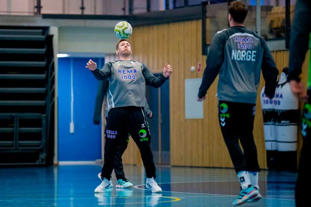 Handball European Championship Bekkestua 20260114 Vetle Eck Aga at the handball boys training in Nadderud arena before the European Handball Championship matches Photo Stian Lysberg Solum NTB Bekkestua Norway EDITORIAL USE ONLY RESTRICTED USE FOR BETTING COMPANIES  Copyright: xStianxLysbergxSolumx xNTBx