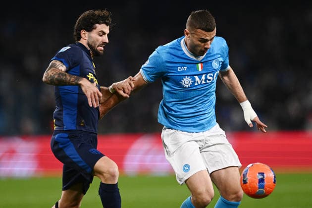 Ni Napoli 14 01 2026 - campionato di calcio serie A Napoli-Parma foto Nicola Ianuale iImage nella foto: Alessandro Buongiorno-Patrick Cutrone 
