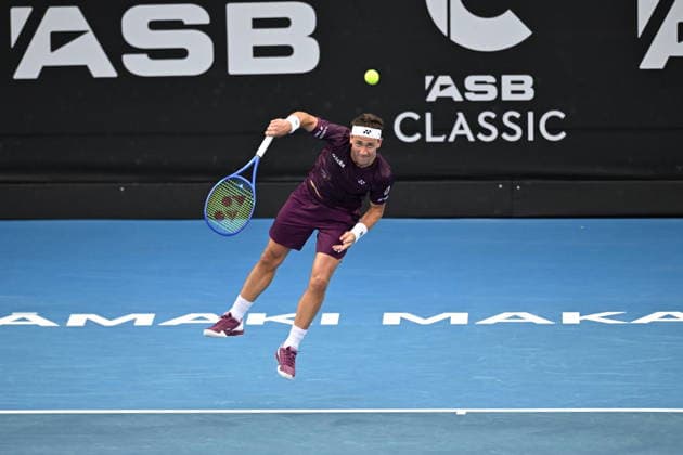 Great Britain™s Cameron Norrie during his singles match at the ASB Classic Men™s ATP, Tennis Herren 250 tennis tournament at Manuka Doctor Arena, Auckland, New Zealand. Wednesday 14 January 2026. Photo: Andrew Cornaga z Auckland New Zealand Copyright: xAndrewxCornaga x