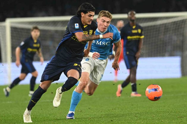 Rasmus Hojlund of SSC Napoli during the Serie A Enelive match between SSC Napoli vs Parma Calcio 1913 at Diego Armando Maradona Stadium  Copyright: xDaniloxGemito IPAxSportx xipa-agency.netx xx IPA_70064752 IPA_Agency_IPA70064752
