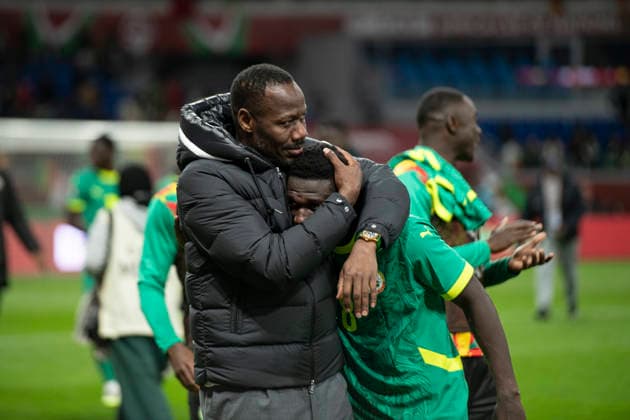 PAPE THIAW and Lamine Camara during Africa Cup of Nations Morocco 2025 - SEMI-FINAL. SENEGAL VS EGYÐ T - TANGER STADIUM. 14-01-2026. By IMAGO Didier Lefa Studio TANGER TANGER STADIUM Morocco