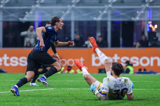 FC Internazionale vs US Lecce - Serie A 2025 26 - 14 01 2026 Francesco Esposito of FC Internazionale celebrates after scoring a goal during Serie A 2025 26 football match between FC Internazionale and US Lecce at San Siro Stadium in Milan Copyright: xBEAUTIFULxSPORTS Carabellix